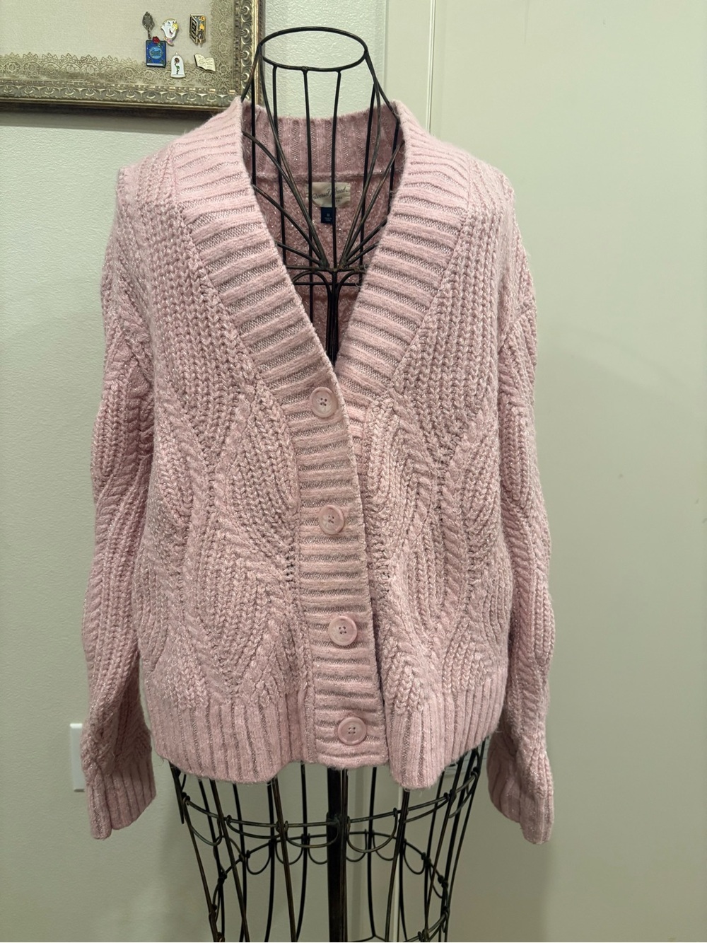 Universal Thread Blush Pink Cable Knit Button-Up Cardigan
